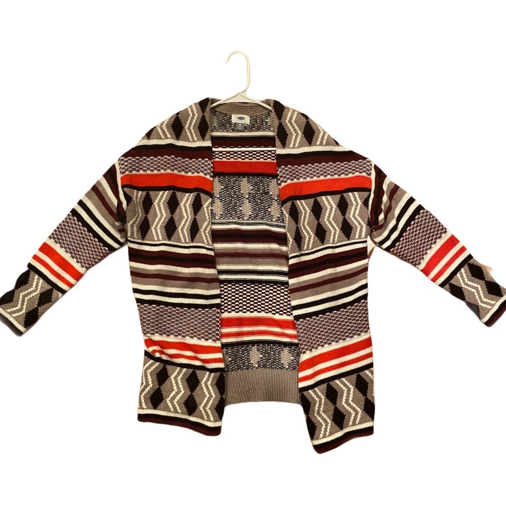 Black red white design Cotton polyester sweater cardigan by old navy